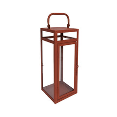 Felinar rosu din metal si sticla 12,5x12x31,5 cm Terracotta Cosy&Trendy