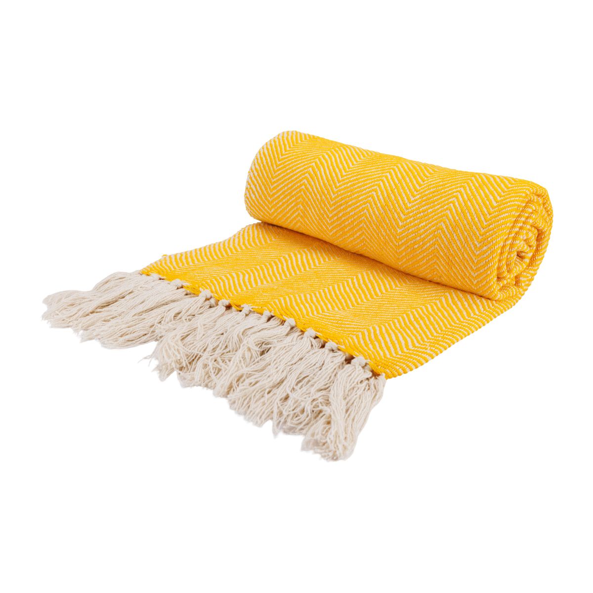 Pled/cuvertura indiana galbena din bumbac 140x180 cm Tebas Cosy&Trendy, 1, hectarul.ro