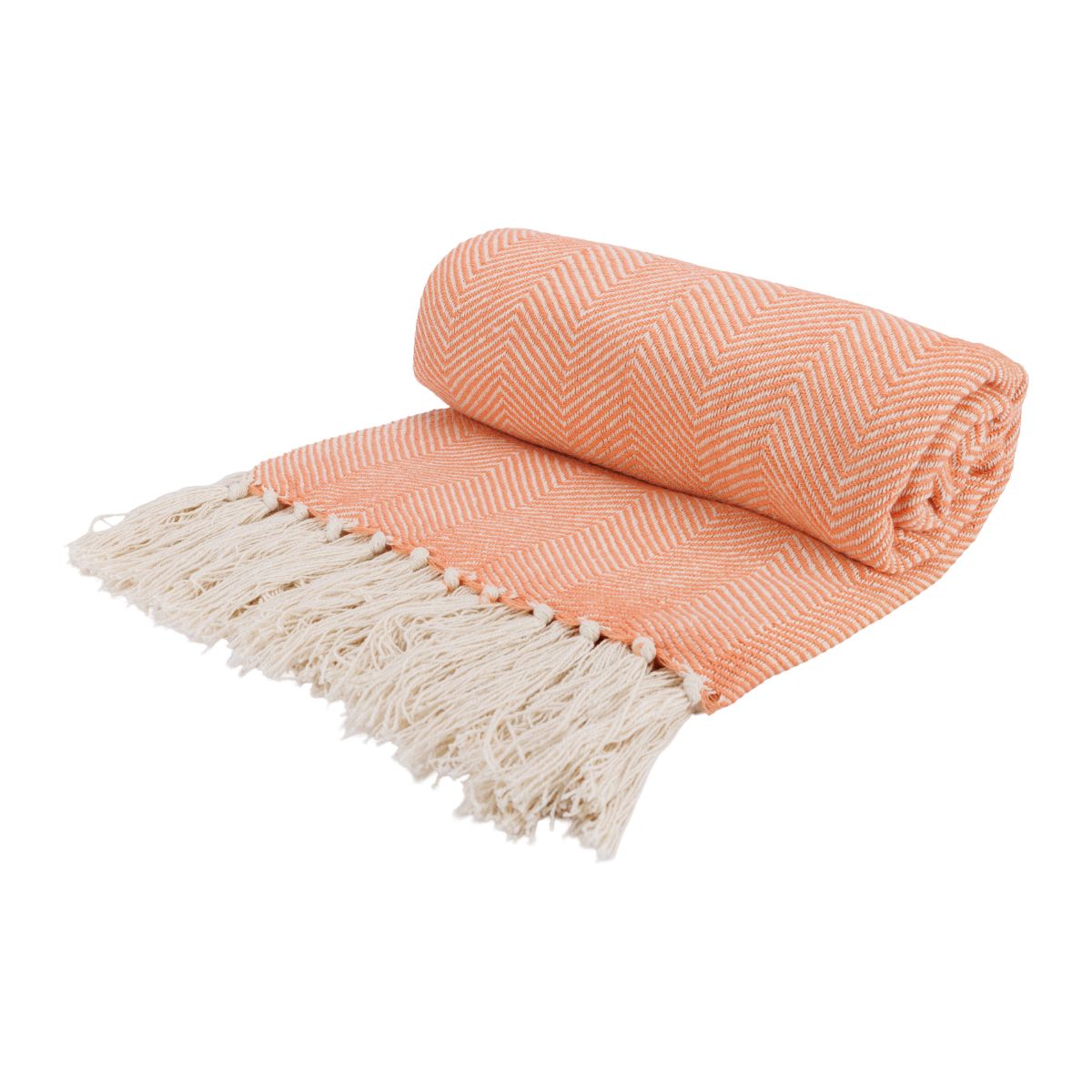 Pled/cuvertura indiana portocaliu-piersica din bumbac 140x180 cm Tebas Cosy&Trendy, 1, hectarul.ro