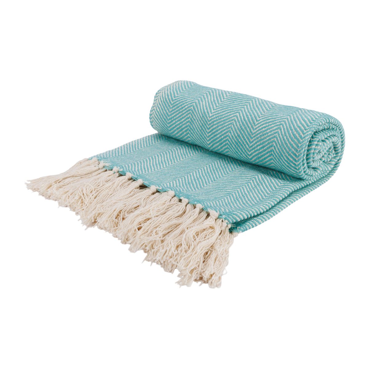 Pled/cuvertura indiana albastru-turcoaz din bumbac 140x180 cm Tebas Cosy&Trendy, 1, hectarul.ro