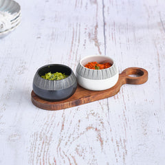 Set 2 boluri pentru aperitive Ø7,5x5,2 cm, cu suport din lemn, Etosha Cosy&Trendy