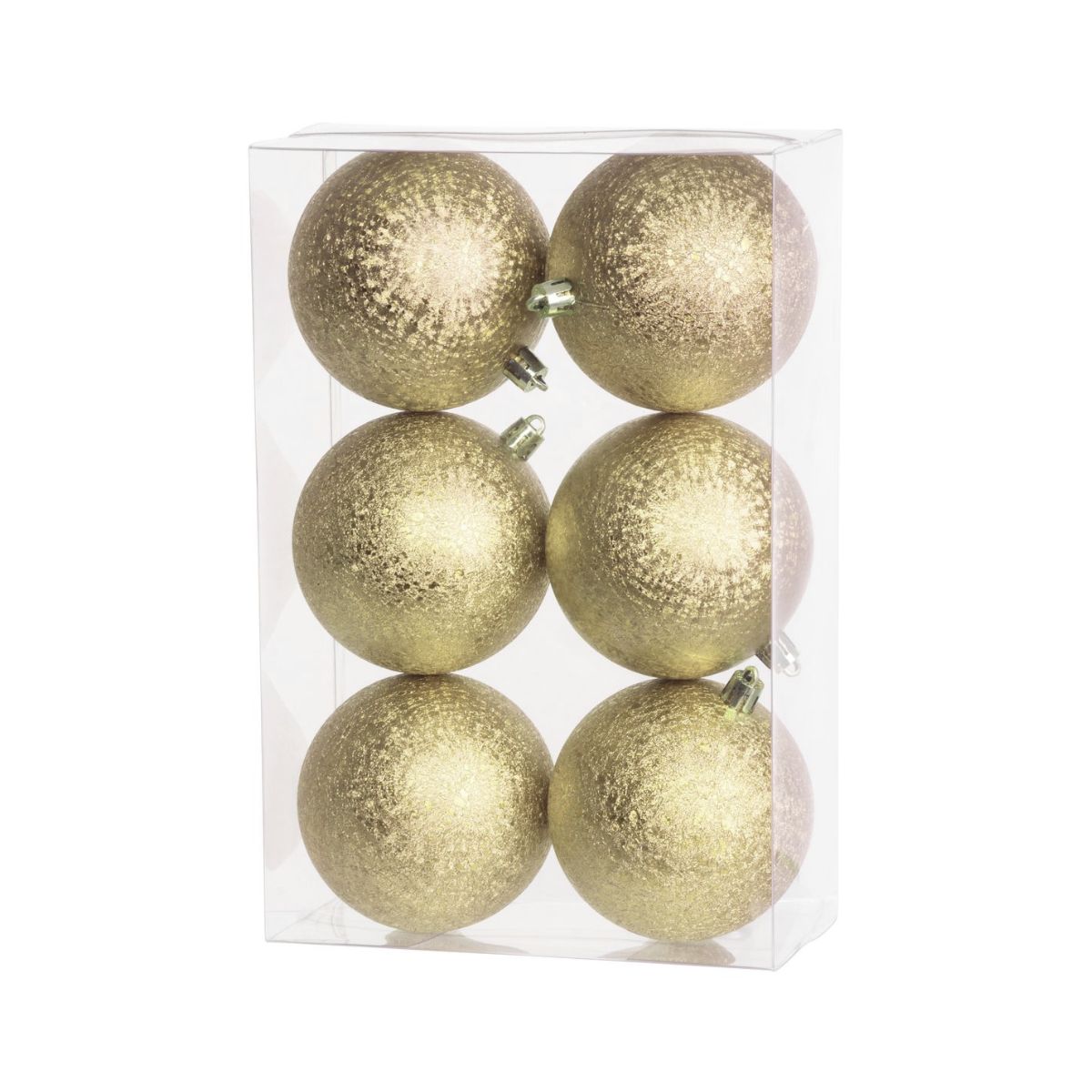 Set 6 globuri de Craciun Ø8 cm aurii, plastic - Uni MagicHome, 1, hectarul.ro