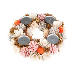 Coronita de Craciun Ø30 cm roz/portocaliu cu suporturi de lumanari MagicHome