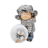 Hectarul - Figurina de Craciun 33,5 cm Fetita cu bulgare si pinguin MagicHome