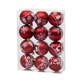 Hectarul - Set 12 globuri de Craciun Ø6 cm rosii cu detalii albe, plastic - MagicHome