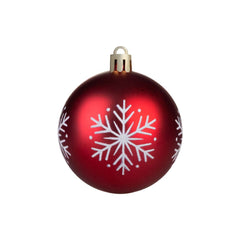 Set 12 globuri de Craciun Ø6 cm rosii cu detalii albe, plastic - MagicHome