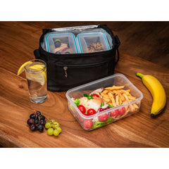 Set 3 caserole alimentare MagicHome cu geanta termica, 1,5L + 2x0,5L, dreptunghiulare