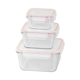 Hectarul - Set 3 caserole patrate din sticla MagicHome, 450/1000/1900 ml, roz