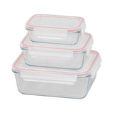 Hectarul - Set 3 caserole dreptunghiulare din sticla MagicHome, 400/900/1900 ml, roz