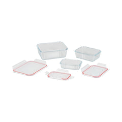 Set 3 caserole dreptunghiulare din sticla MagicHome, 400/900/1900 ml, roz