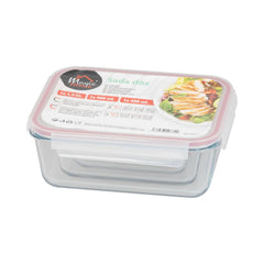 Set 3 caserole dreptunghiulare din sticla MagicHome, 400/900/1900 ml, roz