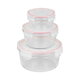 Hectarul - Set 3 caserole rotunde din sticla MagicHome, 370/800/1500 ml, roz