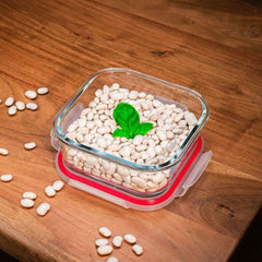 Caserola patrata 1100 ml din sticla borosilicata cu capac BSG1 MagicHome, roz