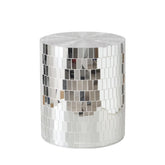 Hectarul - Masuta de cafea argintie Ø45 cm din sticla si compozit Disco Boltze