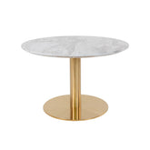 Hectarul - Masuta de cafea alb/auriu cu aspect de marmura din otel si MDF Ø70 cm Bolzano House Nordic