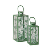 Hectarul - Set 2 felinare verzi din metal si sticla 36,2 / 25,5 cm Kate Boltze