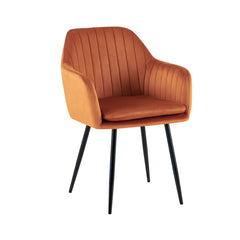 Scaun living/dining portocaliu, tapiserie catifea, cadru metalic, Linea HARO