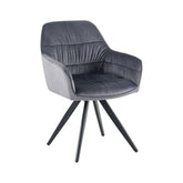 Hectarul - Scaun dining gri, tapiserie textil si cadru metalic, rotativ, 60x60x85 cm Lodge HARO