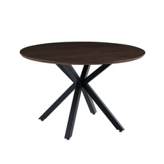 Masa de dining rotunda Ø120 cm cu blat din MDF furniruit Vega Ashwood Walnut