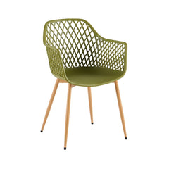 Scaun dining verde-oliv din polipropilena si metal Diamond Haro