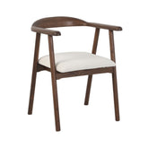Hectarul - Scaun dining Lund Boucler crem, textil, cu picioare din lemn de frasin cu aspect nuc