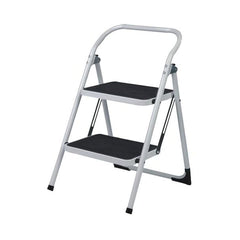 Scara pliabila din otel, 2 trepte, maner siguranta, max 150 kg, alb/negru WRH2063 Strend Pro