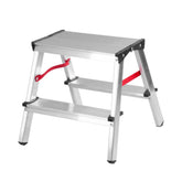 Hectarul - Scara dubla din aluminiu 40 cm, 2x2 trepte, cu platforma, max 125 kg, argintiu, DD Strend Pro