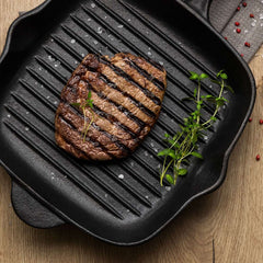 Tigaie-grill patrata 27x27 cm din fonta Black Collection Tramontina