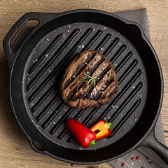 Tigaie-grill rotunda Ø28 cm din fonta Black Collection Tramontina