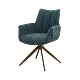 Hectarul - Scaun dining rotativ Nuria Ha.ro, verde-heather, tapițat cu material textil și bază metalică bronze, design elegant cu brațe integrate