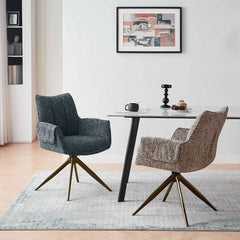 Scaun living/dining rotativ Nuria, verde-heather, material textil si cadru metalic