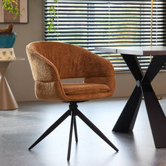 Scaun living/dining rotativ Montana, maro, material textil si cadru metalic