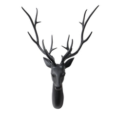 Decorațiune de perete Jenus 98 cm, cap de cerb din aluminiu negru mat, realizată manual