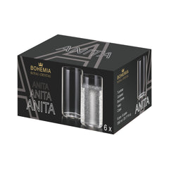 Set de 6 pahare pentru apa, transparent, din cristal de Bohemia, 590 ml, Anita Tumbler