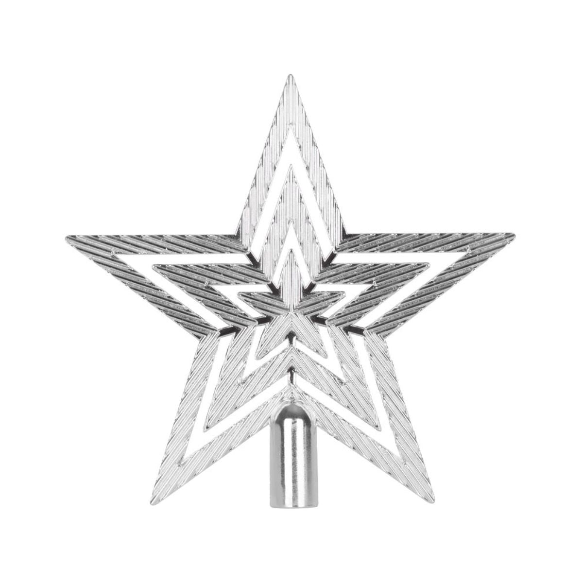 Varf de brad stea de Craciun argintie 20 cm MagicHome, 1, hectarul.ro