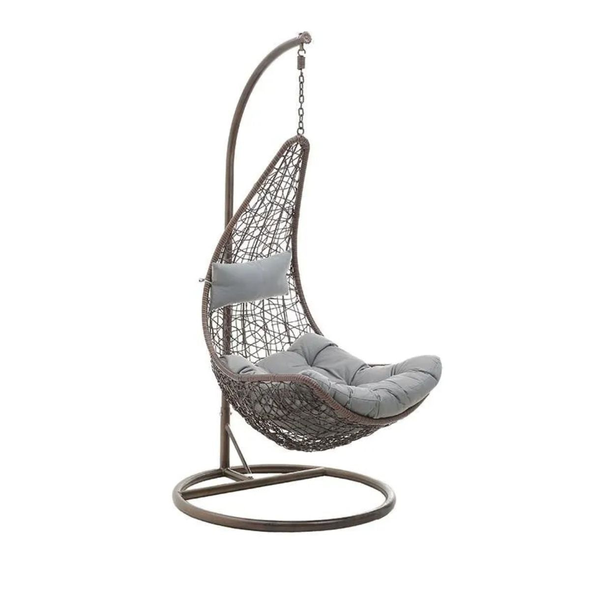 Scaun suspendat din ratan, tip balansoar, maro/gri, 95Χ110Χ200 cm, 1, hectarul.ro
