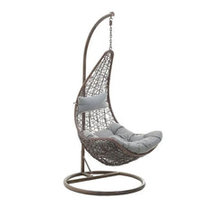 Scaun suspendat din ratan, tip balansoar, maro/gri, 95Χ110Χ200 cm