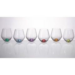 Set de 6 pahare pentru apa, multicolor, din cristal de Bohemia, 500 ml, Tori Color
