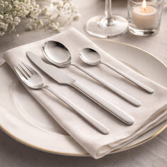 Set de tacamuri premium cu 24 de piese, din inox, argintiu