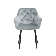 Pachet 3+1 Scaun tip fotoliu living/ dining, gri, tapiserie catifea, cadru metalic, fix, Velvet Old