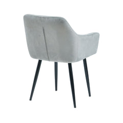 Pachet 3+1 Scaun tip fotoliu living/ dining, gri, tapiserie catifea, cadru metalic, fix, Velvet Old