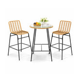 Hectarul - Set pentru terasa cu 2 scaune si o masuta inalte, maro/negru, din metal si polipropilena stil bambus