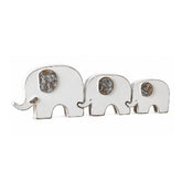 Hectarul - Set de 3 decoratiuni elefanti albi din polirasina 13.5 cm Yazhi