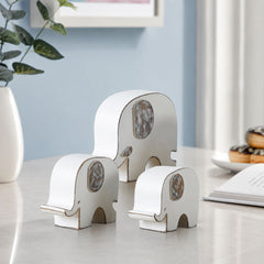 Set de 3 decoratiuni elefanti albi din polirasina 13.5 cm Yazhi