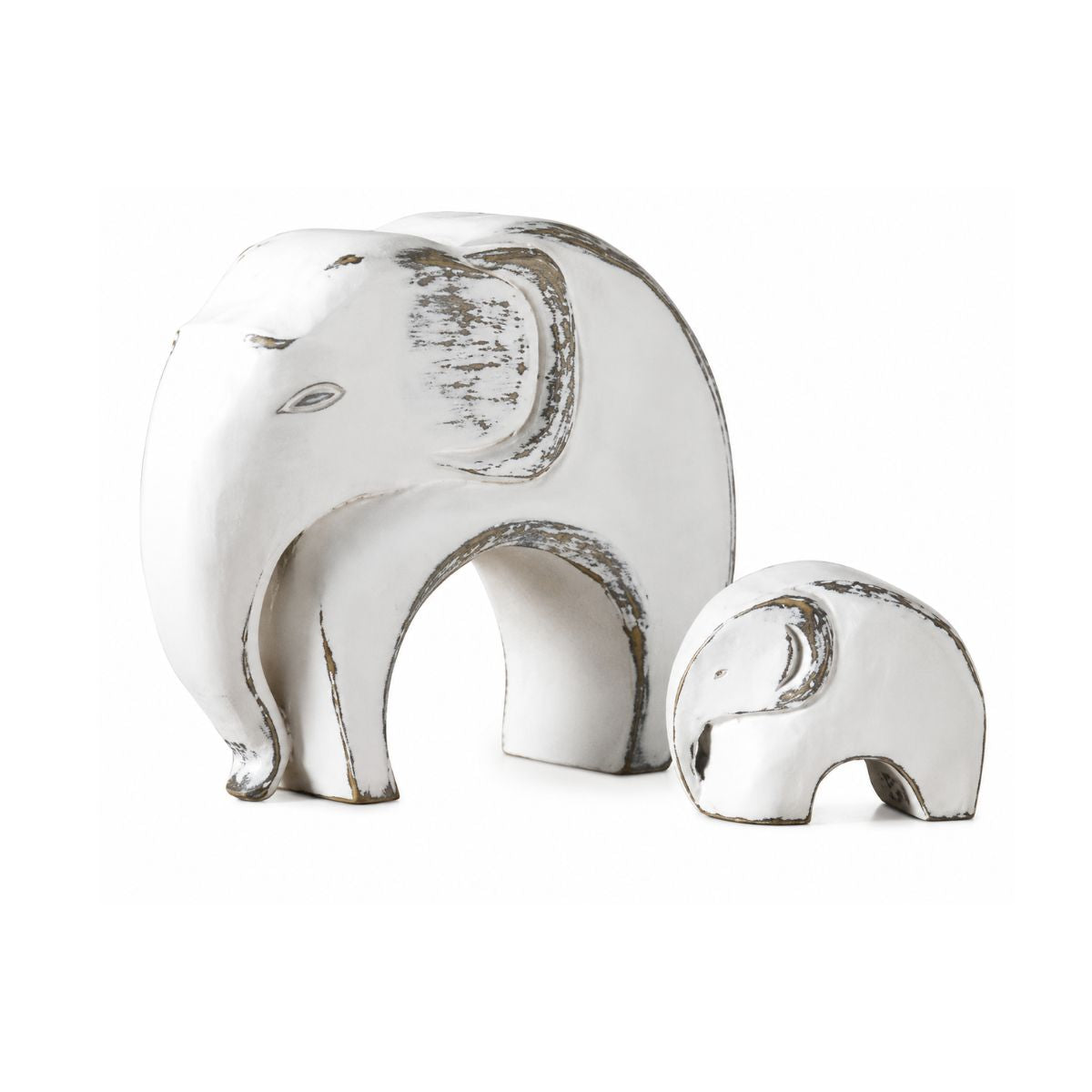 Set de 2 decoratiuni elefanti albi din polirasina 21.5 cm Yazhi, 1, hectarul.ro