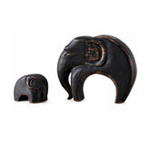 Hectarul - Set de 2 decoratiuni elefanti maro din polirasina 21.5 cm Yazhi
