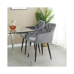 Scaun dining modern Velvet gri, tip fotoliu, tapiterie catifea