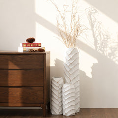 Vaza alba din polirasina 38 cm Rough Wood Yazhi