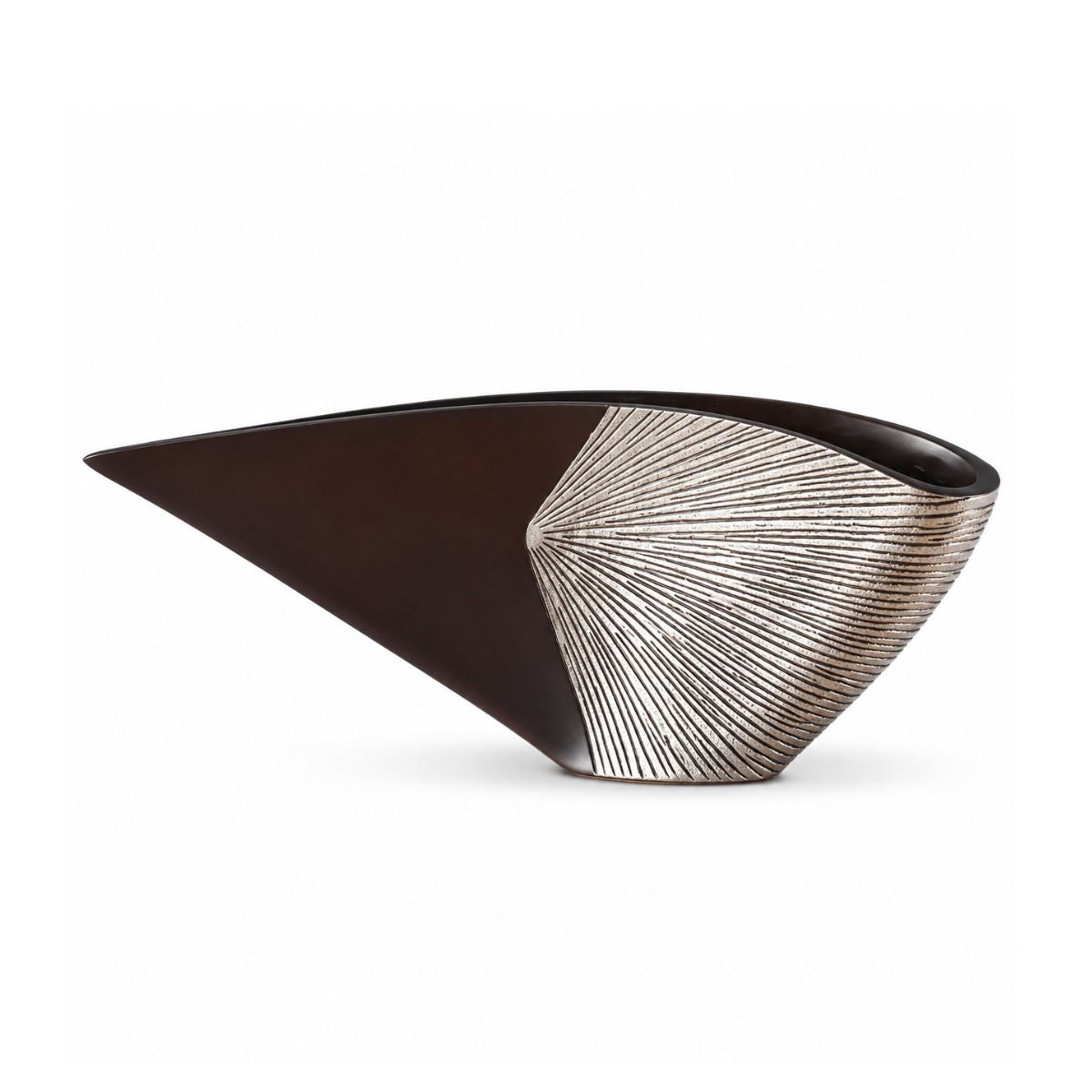 Vaza maro/argintiu din polirasina 55.5 x 22 cm Sunshine Crash Flat Yazhi, 1, hectarul.ro