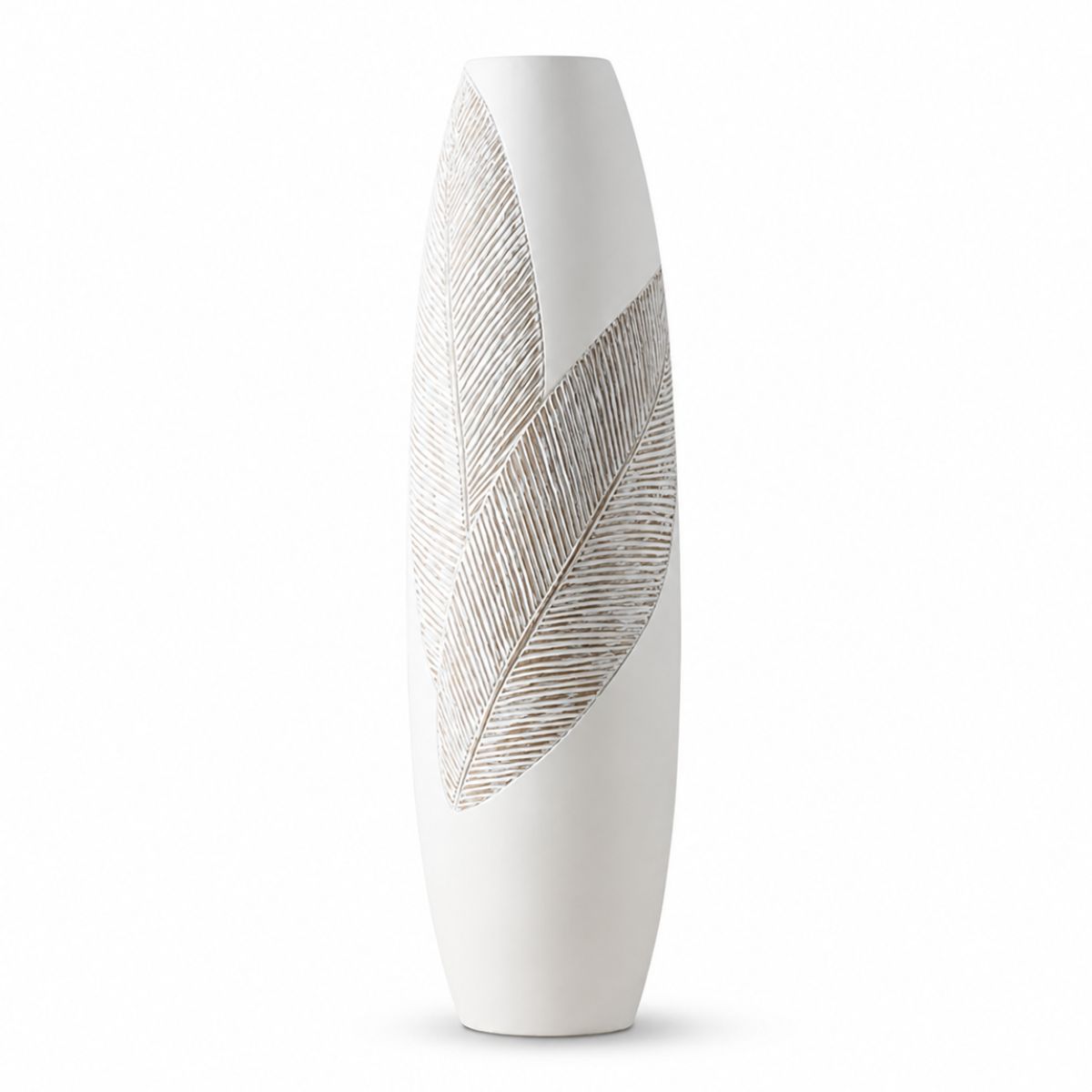 Vaza alba din polirasina 78 cm Leaf & Satin Yazhi, 1, hectarul.ro